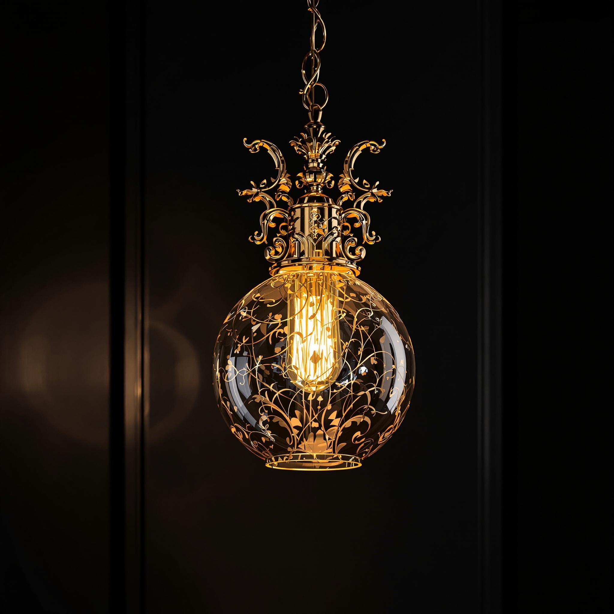 Limited edition designer pendant light with artistic glass details